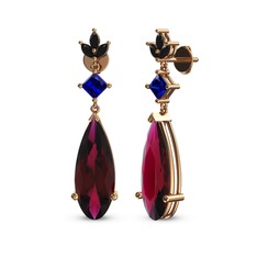 Dillon Küpe - Rodolit garnet, lab safir ve siyah zirkon 18 ayar rose altın küpe #weqgqi