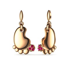 Rodolit garnet 18 ayar rose altın küpe