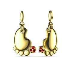 Bebek Ayağı Küpe - Garnet 925 ayar altın kaplama gümüş küpe #wxoyso