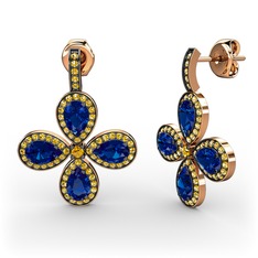 Aida Küpe - Sitrin ve lab safir 18 ayar rose altın küpe #10fhslb