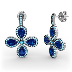 Aida Küpe - Akuamarin ve lab safir 8 ayar beyaz altın küpe #10woo1d