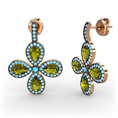 Aida Küpe - Akuamarin ve peridot 925 ayar rose altın kaplama gümüş küpe #16aqfto