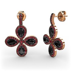 Aida Küpe - Garnet ve siyah zirkon 925 ayar rose altın kaplama gümüş küpe #16gi9tx