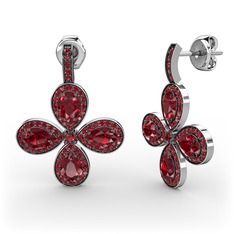 Garnet 14 ayar beyaz altın küpe