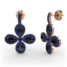 Aida Küpe - Lab safir ve siyah zirkon 14 ayar rose altın küpe #1cyrcp7