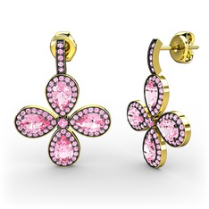 Aida Küpe - Pembe kuvars 18 ayar altın küpe #1d0h3q6