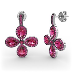 Aida Küpe - Rodolit garnet 14 ayar beyaz altın küpe #1dw2qka