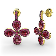 Aida Küpe - Rodolit garnet ve garnet 14 ayar altın küpe #1f8j83b