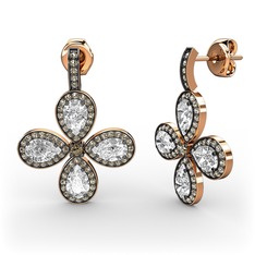 Aida Küpe - Dumanlı kuvars ve beyaz zirkon 925 ayar rose altın kaplama gümüş küpe #1fkktq9