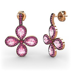 Aida Küpe - Rodolit garnet ve pembe kuvars 14 ayar rose altın küpe #1hv0c06