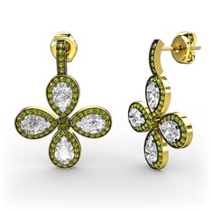 Aida Küpe - Peridot ve beyaz zirkon 925 ayar altın kaplama gümüş küpe #1iu2idn