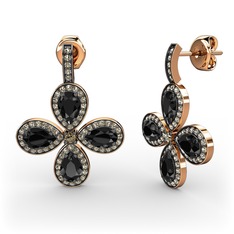 Aida Küpe - Dumanlı kuvars ve siyah zirkon 925 ayar rose altın kaplama gümüş küpe #1iv8llm