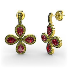 Peridot ve garnet 8 ayar altın küpe