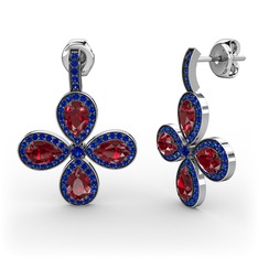 Aida Küpe - Lab safir ve garnet 14 ayar beyaz altın küpe #1jwh9p1