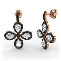 Aida Küpe - Siyah zirkon ve beyaz zirkon 14 ayar rose altın küpe #1jy5py6