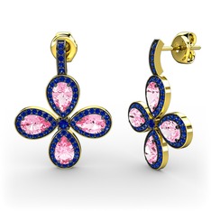 Aida Küpe - Lab safir ve pembe kuvars 925 ayar altın kaplama gümüş küpe #1k2gfb4