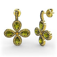 Sitrin ve peridot 18 ayar altın küpe