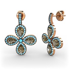 Aida Küpe - Akuamarin ve dumanlı kuvars 925 ayar rose altın kaplama gümüş küpe #1leoeay