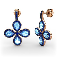 Aida Küpe - Lab safir ve akuamarin 8 ayar rose altın küpe #1q2kh5b