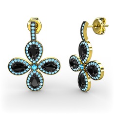 Aida Küpe - Akuamarin ve siyah zirkon 925 ayar altın kaplama gümüş küpe #1s9tpwo