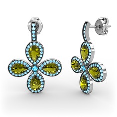 Aida Küpe - Akuamarin ve peridot 8 ayar beyaz altın küpe #1sectub