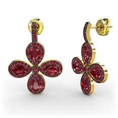 Garnet 925 ayar altın kaplama gümüş küpe