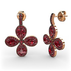 Garnet 14 ayar rose altın küpe