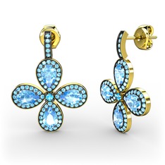 Aida Küpe - Akuamarin 14 ayar altın küpe #8swug4