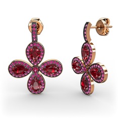 Aida Küpe - Rodolit garnet ve garnet 8 ayar rose altın küpe #9bvmdp