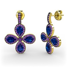 Aida Küpe - Ametist ve lab safir 925 ayar altın kaplama gümüş küpe #bogvbx