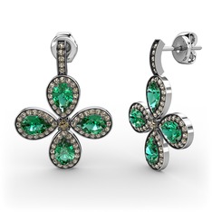 Aida Küpe - Dumanlı kuvars ve yeşil kuvars 925 ayar gümüş küpe #e63l38