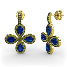 Aida Küpe - Peridot ve lab safir 14 ayar altın küpe #etp411