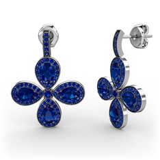 Aida Küpe - Lab safir 14 ayar beyaz altın küpe #j5noey