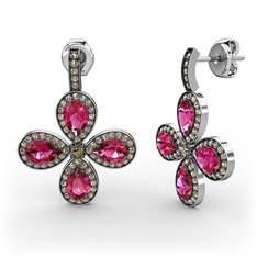 Aida Küpe - Dumanlı kuvars ve rodolit garnet 925 ayar gümüş küpe #jvi33x