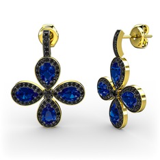 Aida Küpe - Siyah zirkon ve lab safir 8 ayar altın küpe #jxqnf1