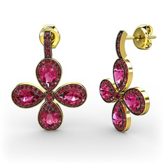 Aida Küpe - Garnet ve rodolit garnet 18 ayar altın küpe #jzu5f