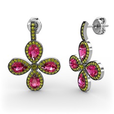Aida Küpe - Peridot ve rodolit garnet 925 ayar gümüş küpe #lbms9t