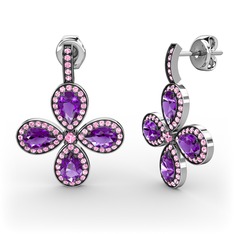 Aida Küpe - Pembe kuvars ve ametist 925 ayar gümüş küpe #mlyl0p