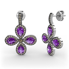 Aida Küpe - Dumanlı kuvars ve ametist 925 ayar gümüş küpe #q3g46e