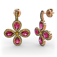 Aida Küpe - Sitrin ve rodolit garnet 8 ayar rose altın küpe #qe52b5