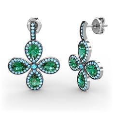 Aida Küpe - Akuamarin ve yeşil kuvars 925 ayar gümüş küpe #sbdp9c