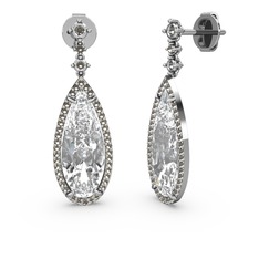 Swarovski ve dumanlı kuvars 18 ayar beyaz altın küpe