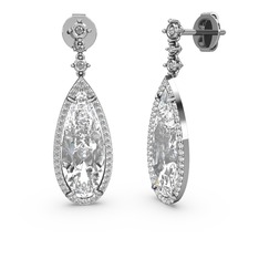 Beyaz zirkon ve swarovski 8 ayar beyaz altın küpe