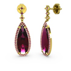 Rodolit garnet 18 ayar altın küpe