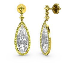 Swarovski ve peridot 14 ayar altın küpe