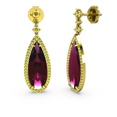 Avina Damla Küpe - Rodolit garnet ve peridot 925 ayar altın kaplama gümüş küpe #1h30iw9