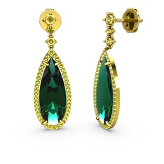 Yeşil kuvars ve peridot 14 ayar altın küpe