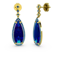 Avina Damla Küpe - Lab safir 8 ayar altın küpe #1ivbml0