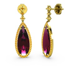 Avina Damla Küpe - Rodolit garnet ve sitrin 8 ayar altın küpe #1lapgut