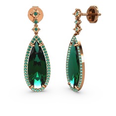 Avina Damla Küpe - Yeşil kuvars 8 ayar rose altın küpe #1m8bdee